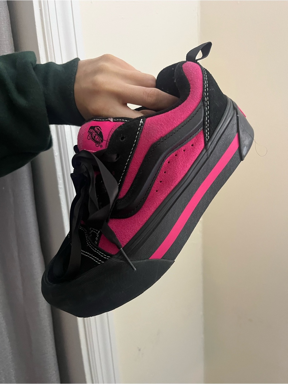 Vans Platform Black and Hot Pink Skate Sneakers 7 - Picture 6 of 10